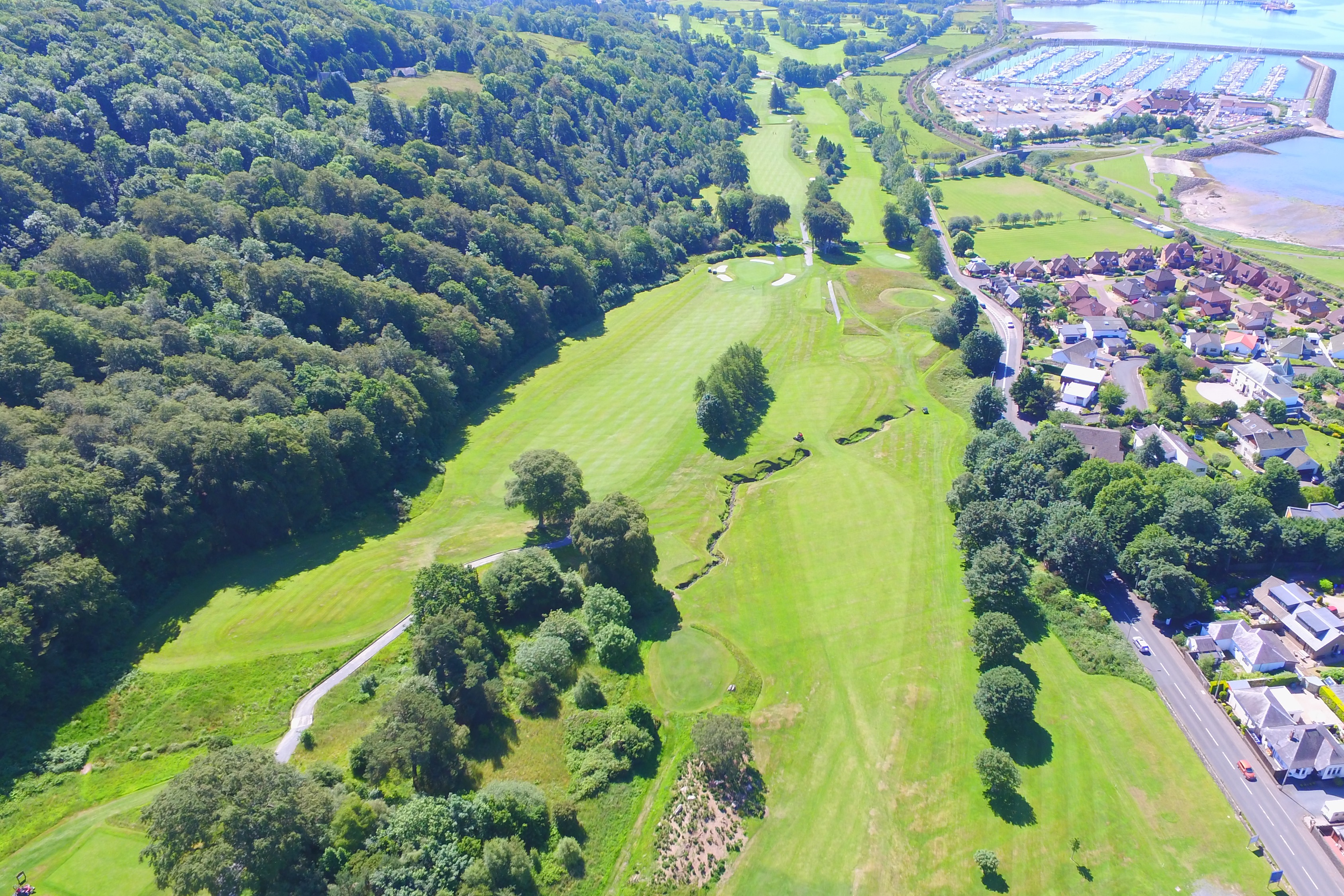 Aerial shot of the 2nd and 18th holes