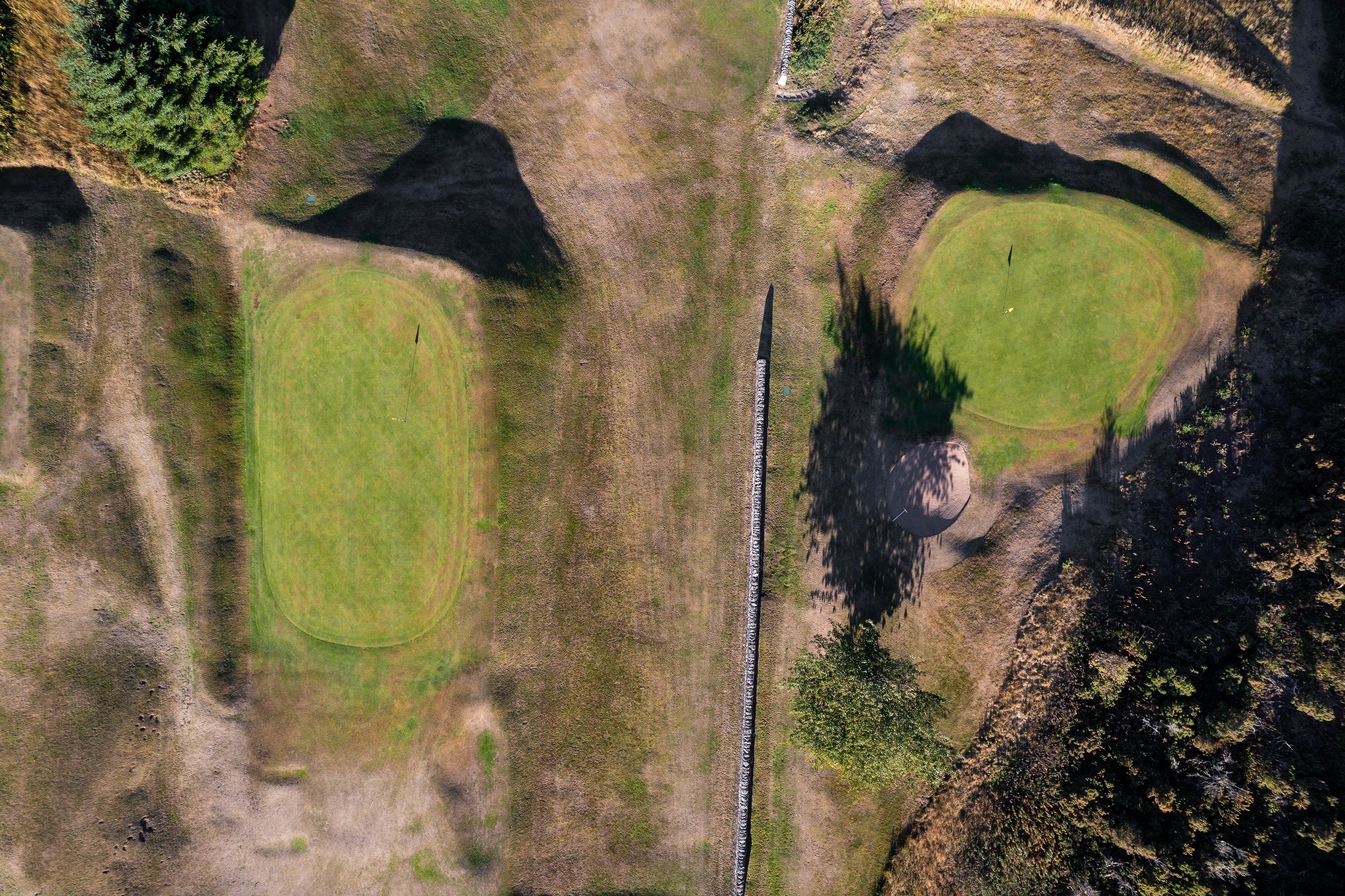 Aerial view of the 4th & 7th greens