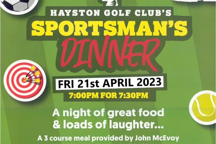 Sportsmans Dinner.  Tickets £35.00.  Tickets available soon