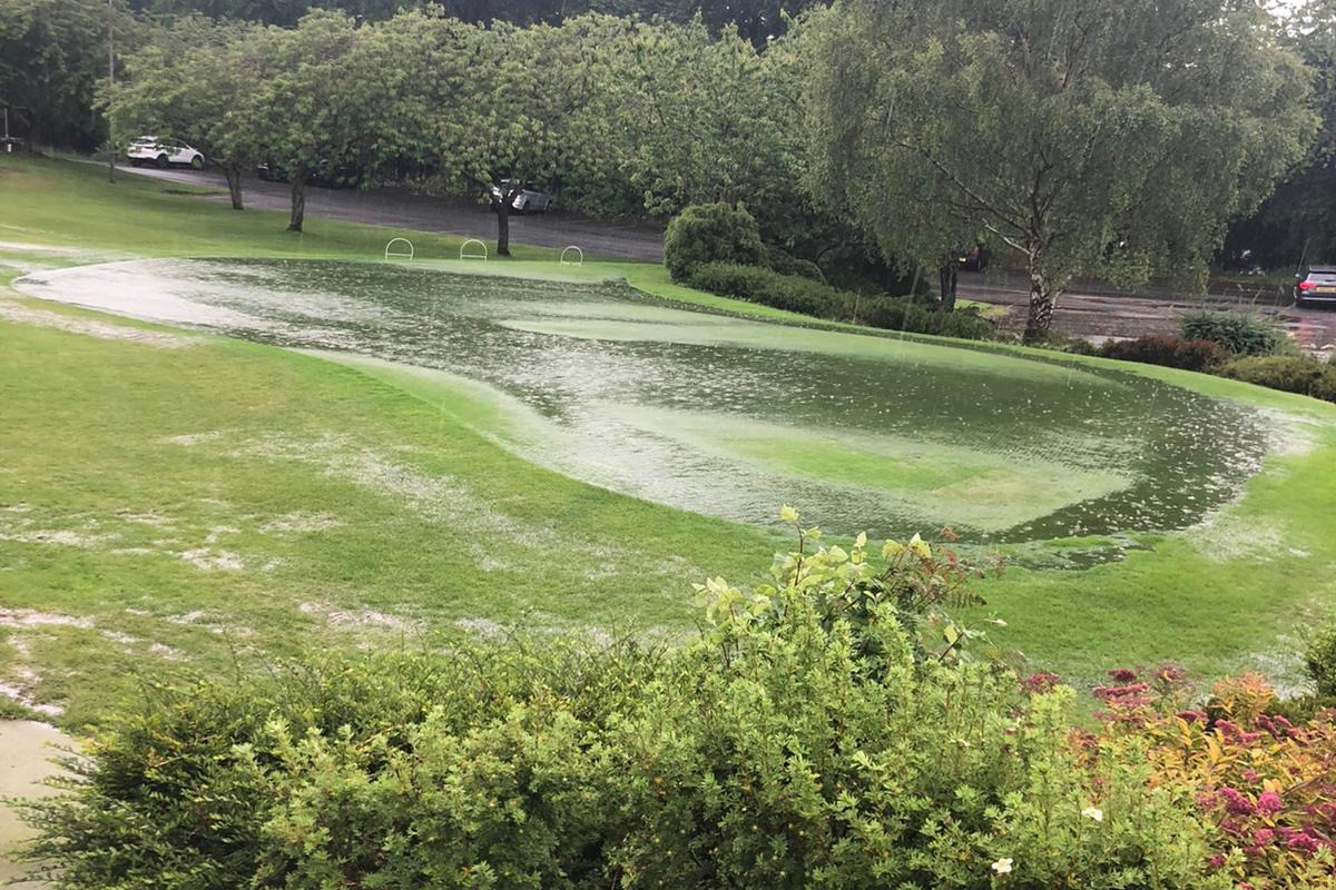 Practice green flooded