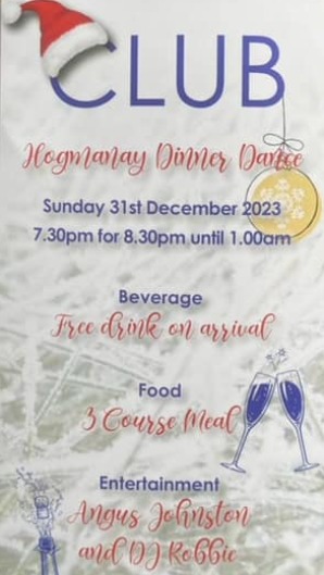 IT’S (almost) CHRISTMAAAAAASSSS. We have a big festive season coming up at AGC. Two great Christmas Party nights on 9th & 16th December and our Hogmanay dinner dance on the 31st. Tickets priced £35 (including a 3 course meal) are available at the bar. These will sell out quickly so get your tickets asap