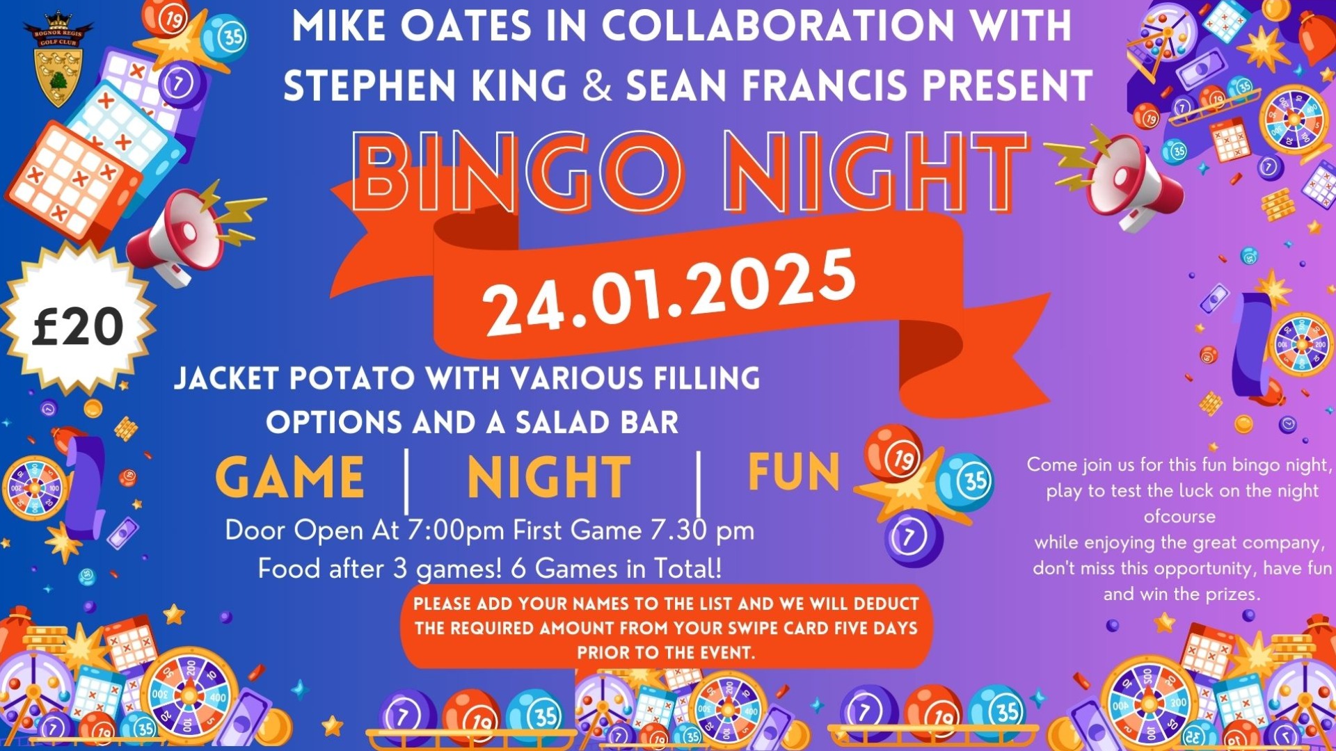 Bingo Night - Friday , 24th January 2025