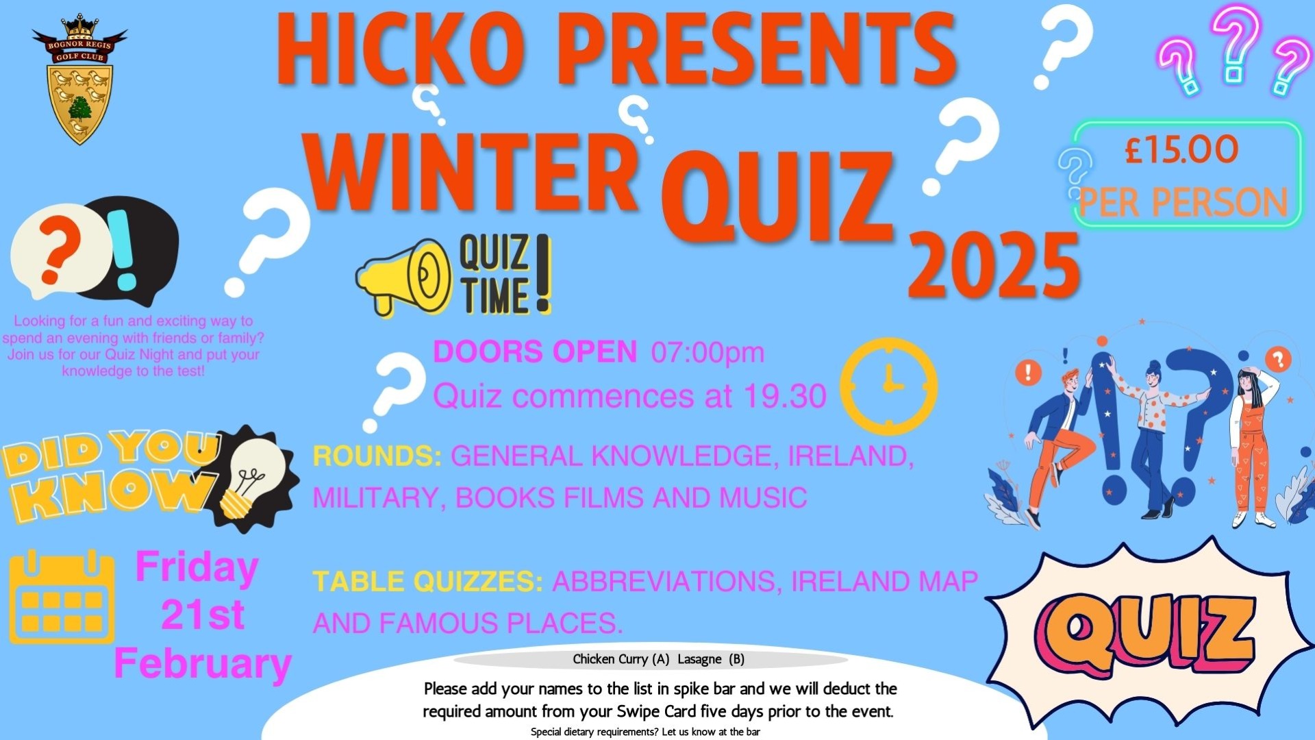 Winter Quiz  - Friday , 21st February  2025