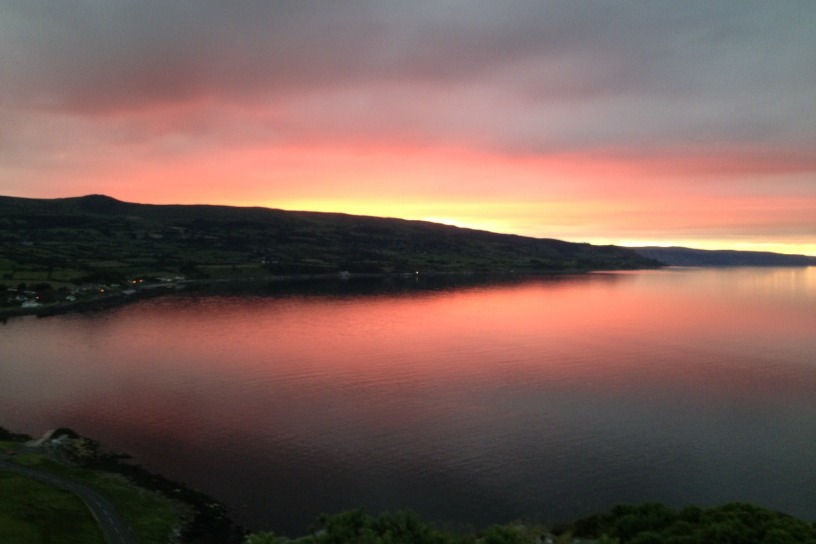 Sunset view of Ballygally Bay